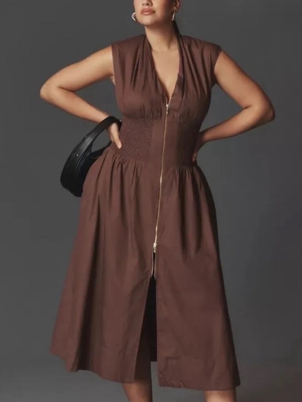 Anthropologie Tommie Cap Sleeve zip front dress - Picture 1 of 6